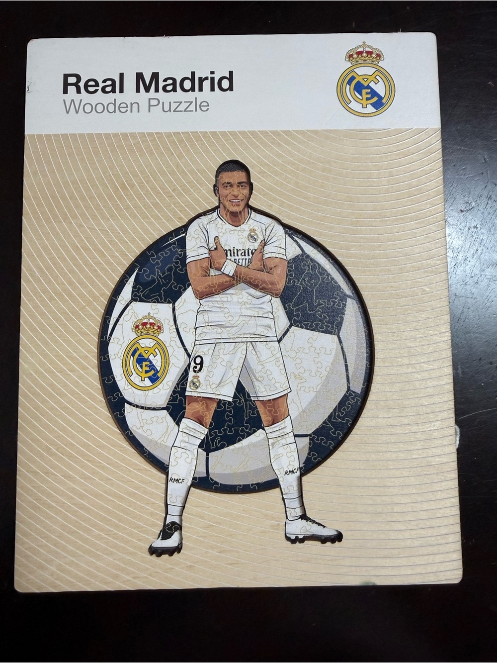 Real Madrid Wooden Puzzle - White & Black Soccer Design